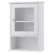 Angeles Home Bathroom Wall Cabinet Adjustable Shelf Tempered Glass Door White