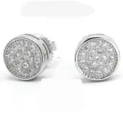 Men's Sterling Silver 925 Cubic zirconia 7mm Round,Studs Earring*Unisex*Box