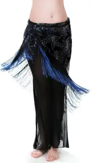 Sequin Belly Dance Hip Scarf - Fringe Costume