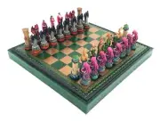 WATER vs FIRE Chess with Quality Leatherette Chessboard & Box + Checker Set