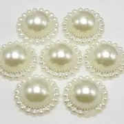 50 Ivory Acrylic Flatback Flower Pearl 16mm Half Pearl Scrapbook Craft