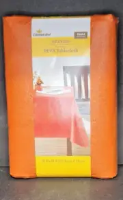 Celebrate Harvest 60" x 84" Pumpkin Color Rectangle Peva Tablecloth