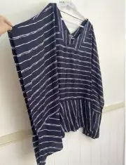 Autograph Kaftan Top Plus Size 26 Blue White Stripes Moody Viscose Casual