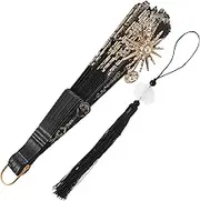 Gatuida Retro Folding Women Folding Hand Fan Hand Fans Folding Fan Handheld Folding Pleated Elegant Cotton Hand Fans for Women Ladies Antique Fancy Dress Cloth Fan Plastic Black