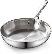 Cooks Standard Frying Pan Stainless Steel, 8-Inch Multi-Ply Clad Wok Stir Fry Pan Kitchen Skillet, Silver