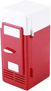 Lazmin1 Mini USB Refrigerator, Portable LED Electric Drinks Cooler and Warmer for Car (Red, Small)