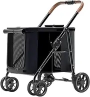 Pet Travel Stroller Foldable Cart Carriage Dog Strollers for Large Dogs, Pet Dog Stroller Folding Large Space Dog Pram Pushchair Luxury Multi Carrier for Cat Dog and More(Nero)