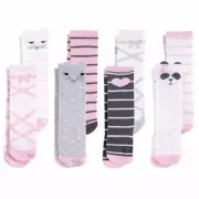 Hudson Baby Knee High Socks, 8-Pack, Pink Panda Stripe