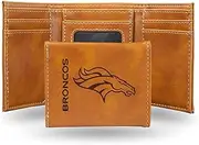Rico Industries NFL Denver Broncos Laser Engraved Wallets, Brown, Tri Fold, Classic