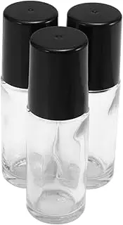 Happyyami 4Pcs Refillable Essential Oil Bottle Portable Leak Roll Container Black Transparent Small Sample Bottles for Home Use and Travel