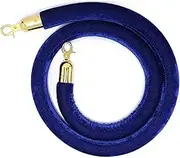 Rope Barriers, Rope Barrier Belt Blue Velvet Stanchion Rope with Hooks, Crowd Control Barrier Queue Line with Gold Clasps,Hanging Ropes for Queue Divider, Rope Barrier(Gold,1.4m/4.6ft)