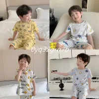 在飛比找蝦皮購物優惠-🌈🌈韓國兒童家居服 男童睡衣 兒童夏季家居服套裝 空調服 童
