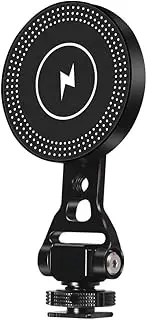 NovelGoal Mobile Phone Holder Stand 10W Wireless Charger 360 Ball Head Tilt 1/4 Cold Shoe Mount Smartphone Stand Tripod Mount Adapter for Cell Phone with Magnetic Charging (Chargable)