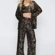 Nasty Gal Sequin Wide Leg Pants Size 4 NWT $139
