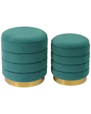 TOV Furniture Set of 2 Teal Storage Ottomans