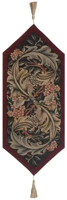 William Morris Red European Woven Tapestry Lined Table Runner Mat Home Decor