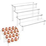 Naisfei 4 Tier Acrylic Riser Shelf, 30*8 cm Clear Acrylic Display Riser Cupcake Stand Pop Figure Display Steps for Decoration and Organiser