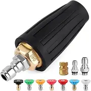 Turbo Nozzle Pressure Washer, 4000 PSI 360°Rotating Power Washer Nozzles (Max 5000 PSI) with 1/4” and 3/8” Quick Connect, 7 Pressure Washer Nozzle Tips for Concrete, Brick, Driveway(4.0 GPM)