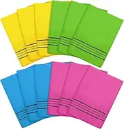 12Pcs Korean Exfoliating Mitt Glove, Colorful Italy Towel Body Exfoliating Scrubber, Washcloth for Removing Dead Skin Cleaning Skin Reducing Dirt Grease, Back and Body Gentle Scrub Mitt for Women Men