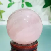 228g Natural Rainbow Flash Rose Quartz Pink Crystal Sphere Ball Energy Healing
