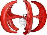 3000W Vertical Axis 5 Blades Wind Turbine Kit, 12V/24V Wind Turbine Generator Windmill 220V Wind Generator Power for Outdoor Garden(Red)