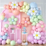 108Pcs Daisy Rainbow Balloon Arch Garland Kit - Pink Yellow Green Blue Pastel Pu
