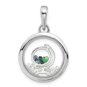 Sterling Silver Rhodium-Plated Pvc Globe & Floating Glass Beads Pendant