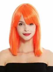 Wig Women's Wig Short Shoulder Length Long Bob Smooth Cleopatra Fringe Orange