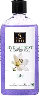 Good Vibes Lily Hydra Boost Shower Gel, 300 ml | Hydrating, Cleansing, Purifying, Moisturizing, Refreshing Body Wash For All Skin Types | Vegan, No Parabens & Mineral Oil, Certified Fragrance