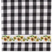 New Country Farmhouse WHITE BLACK CHECK SUNFLOWER Table Runner 36"