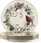 Lenox Winter Greetings 6-Piece Dinner Plate Set, 10.75", Red & Green