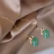 Fashion Natural jade ring Rice pearls Earrings Ear wire Halloween Classic