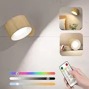 BLAZDEVE LED Indoor Wall Light, Rechargeable Battery Wall Lamp, 360° Rotation with 3 Color Modes 3 Brightness Levels Touch Control, Wall Mounted Lamp for Bedside Lamp, Corridor, Stairs
