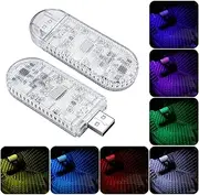 2 Pcs Car Led Interior Lights, Car Ambient Lighting for Footwell USB Rechargeable Wireless Touch Car Light for Boot, Car Doors, Armrest Boxes, Sitting Areas, 7 Colors