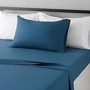 Amazon Basics Lightweight Super Soft Easy Care Microfiber Bed Sheet Set with 36-cm Deep Pockets - Single, Dark Teal