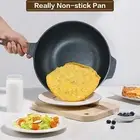 AISUNY Nonstick Frying Pan with Lid and Wok Spatula - 12.5 Inch Elec & Gas stove