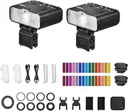 MF12-K2 2PCS Macro Flash 2.4G Wireless Transmission Control Guide Number 16 TTL M Mode with Colorful Filter Cold Shoe for Portrait Plants Insects Food Jewelry Macro Photography