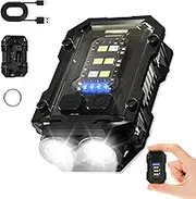Small Powerful Torches LED Super Bright 1100 Lumens, USB-C Rechargeable Small Pocket Keyring Torch with Red/ Red and Blue Flash, 8 Modes, 3 Light Sources, IPX4 Waterproof Flashlight with Magnetic