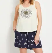 Ladies size 14 / 16 Navy Daisy Tank summer pyjamas Rivers pjs pockets NEW