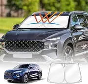 X-Car WindScreen Sun Shade Compatible with Hyundai Santa Fe Santafe 2018-2022 UV Block Foldable Wind Screen Wind Shield Shade