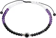 [JEWEVER] Evil Eye Anklet Bracelets for Women Energy Healing Crystals and Gemstones Worry Stone Beach Foot Meditation Yoga Jewelry
