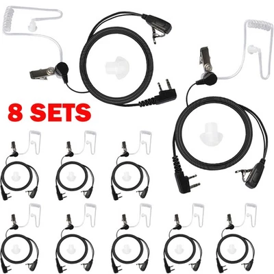 8Pc 2Pin Acoustic Tube Walkie Talkie Earpiece Headset Two-way Security Radio HOT