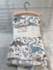 Girls Dinosaur Dino Baby Blanket Security Lovey Plush Nunu Pink Gray Blue Lovey