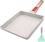 RANXINGST Egg Frying Pan, Induction & Gas Fire, Compatible with 1 to 3 Person Eggs, Oven & Dishwasher Safe, Handle Removable, PFOA PFOS Free, Non-Stick, White (8.3 x 9.1 inches (21 x 23 cm)