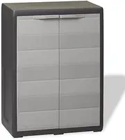 Garden Storage Cabinet with Adjustable Shelve, Patio Tool Shed with Sloping Top and Drain Slots, Polypropylene, 25.6" x 15" x 34.3"