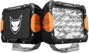 LIGHTFOX 2 PCs 9 Inch LED Driving Light Rectangular, 11,390LM Spot & Flood with Protective Covers & Colour Caps, Adjustable Angle with Wiring Harness, IP68 for Offroad Jeep Wrangler Truck Pickup SUV