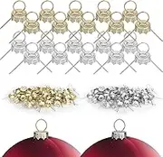 Cosmos 100 Pcs 2 Colors Round Christmas Ornament Caps, Christmas Ball Metal Hangers Caps Replacement Ornament Tops Caps for Xmas Tree, Ceramic, Glass, DIY Decorations, Gold/Silver (Small, 12 mm)