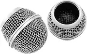 Moicstiy 4 Pcs Microphone Grille Mesh Microphone Ball Head Replacement Microphone Cover Compatible with SM58 SM58LC SV100 RK143G Wireless Vocal Mic Head Cover(Silver)