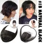 Fluffy Fringe Bang Clip In 100% Real Remy Human Hair Extensions Top Topper Front