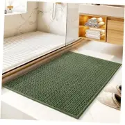 Chenille Bath Mat Rug,Bathroom Mat with Rubber Backing,Non-Slip 16"*24" Green